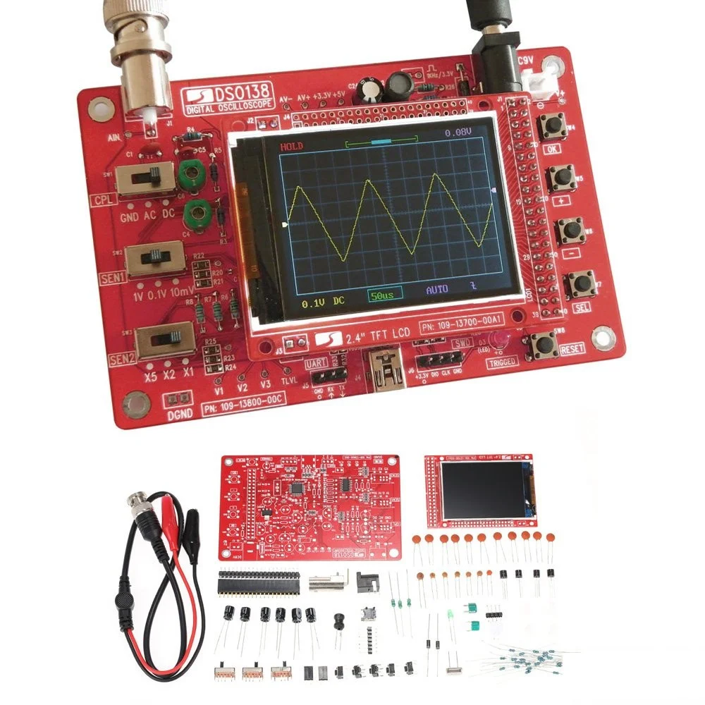 DSO 138 Oscilloscope 2.4" TFT 1MSPS DIY Parts Probe Handheld