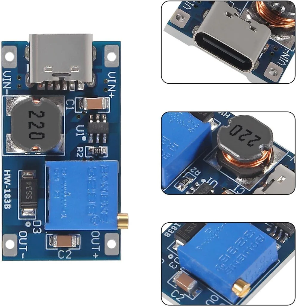 MT3608 Type-C Boost Converter 2V-24V to 28V 2A Module