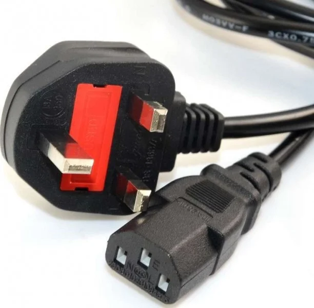 3 Pin 220V Power Cable 1.5M With 13A Fuse for PC & Monitor