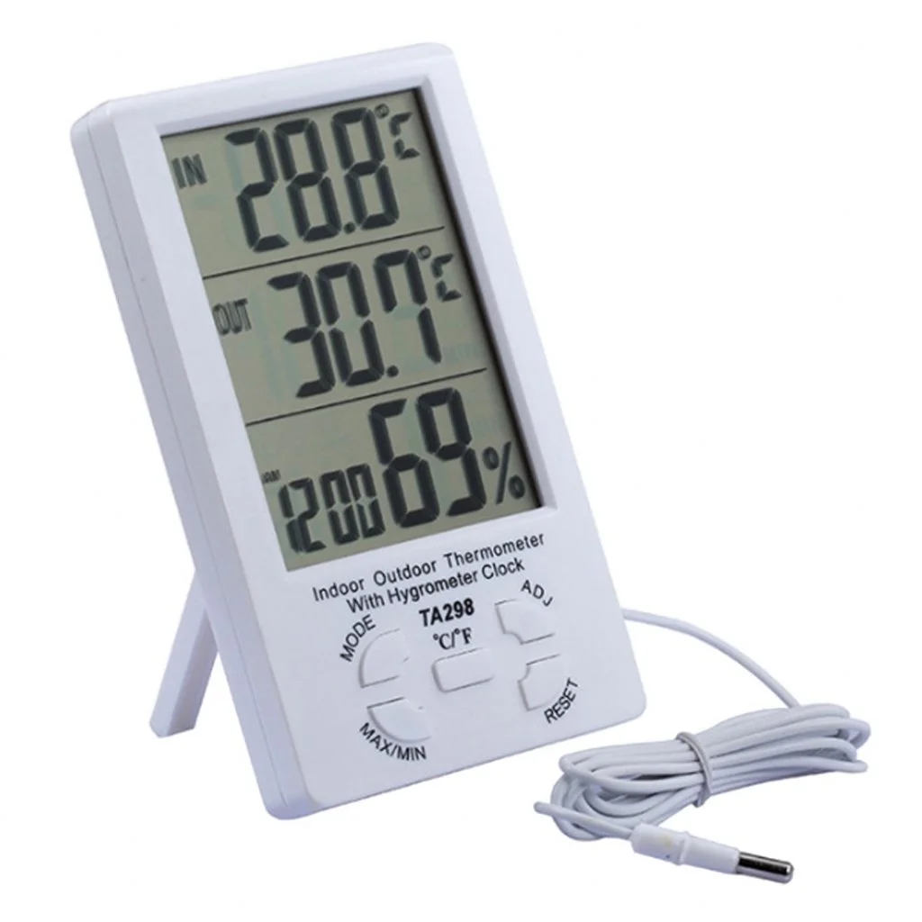 TA298 Digital Thermometer Hygrometer Clock Indoor Outdoor