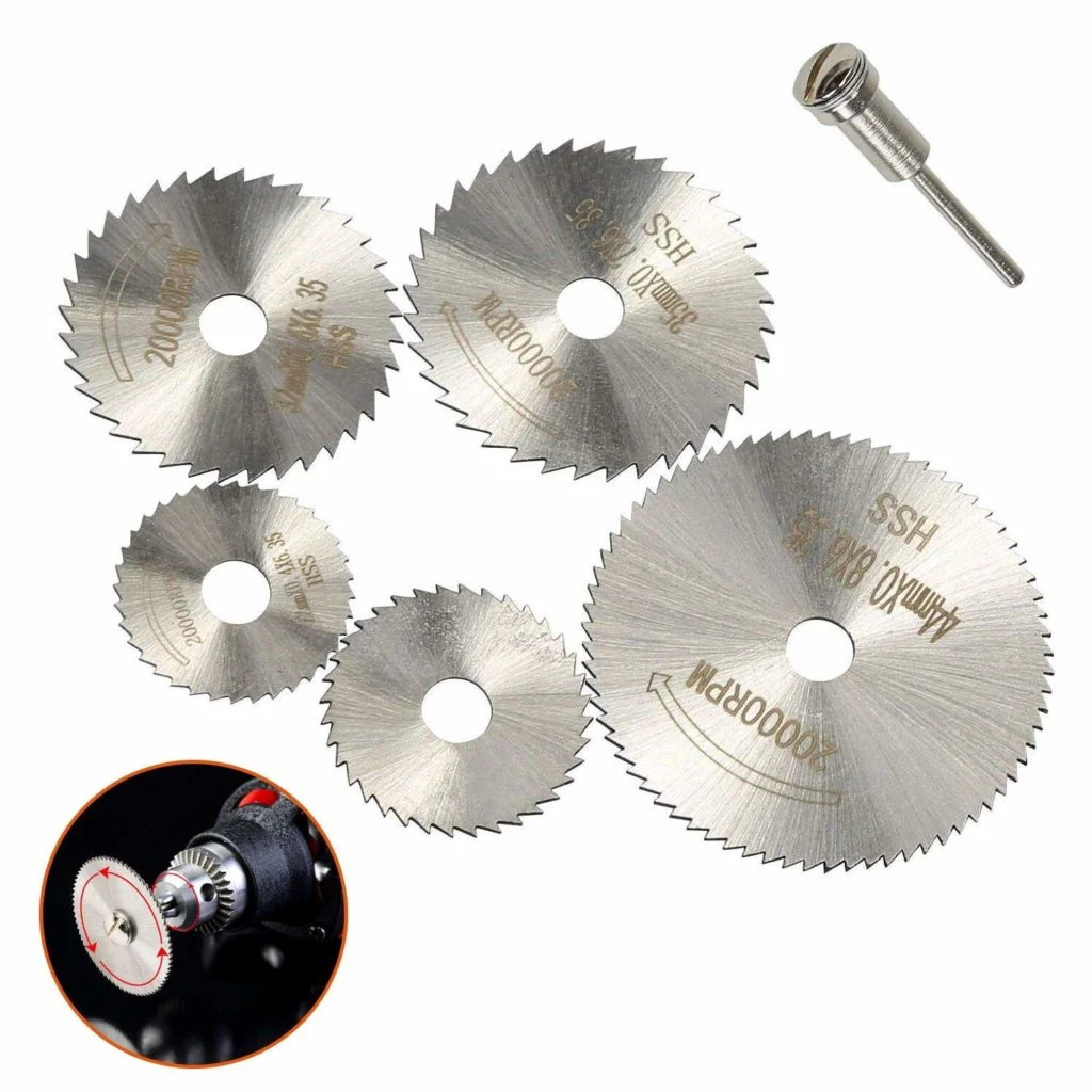 5Pcs HSS Saw Blade Set with Mandrel for Rotary Tools