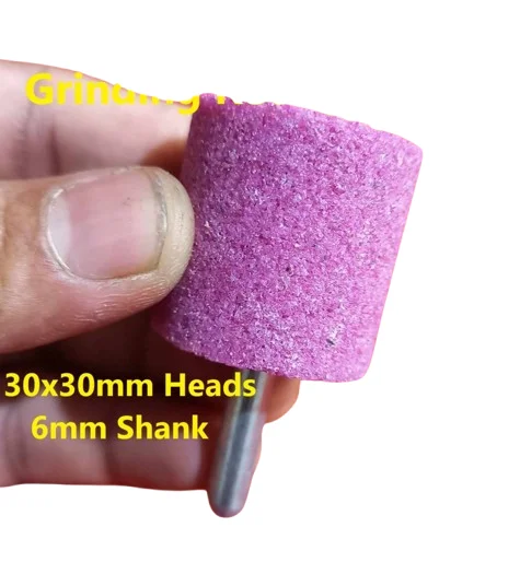 Red Corundum Cylindrical Grinding Burr 30x30mm 6mm Shank