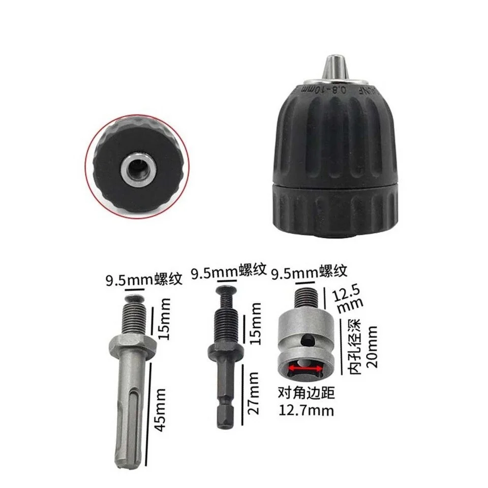 4Pcs Self Locking Drill Chuck Set 0.8-10mm Adapter Kit