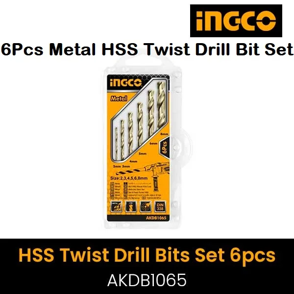 6Pcs HSS Twist Drill Bit Set 2-8mm Hex Shank for Drilling
