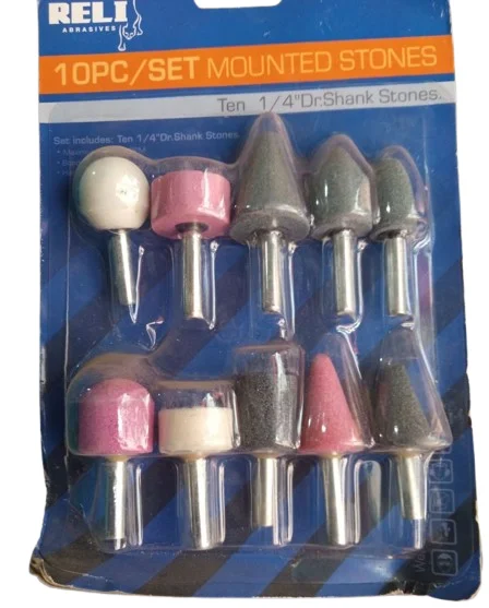 10Pcs 6mm Shank Mounted Stone Rotary Tools Grinding Set