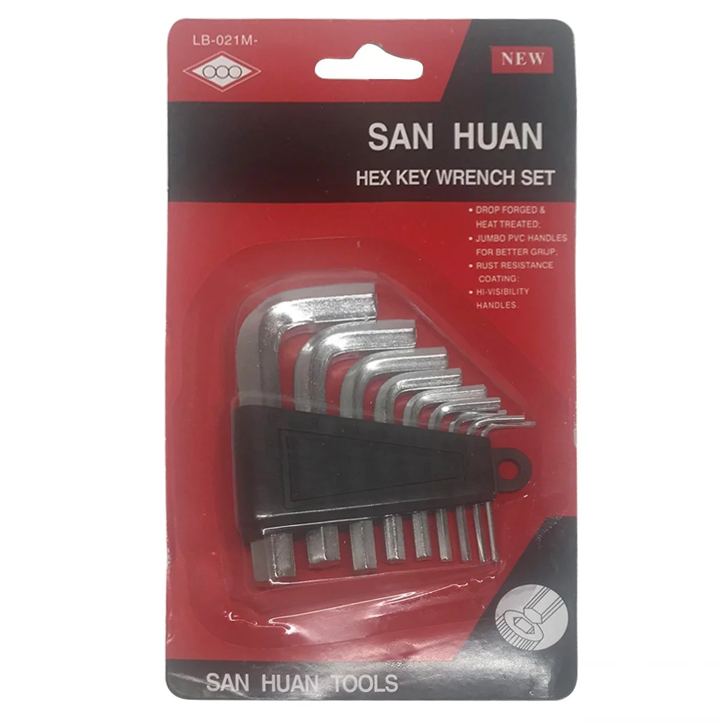 9Pcs L-Shape Hex Key Wrench Set 1.5-10mm Hexagonal Tools
