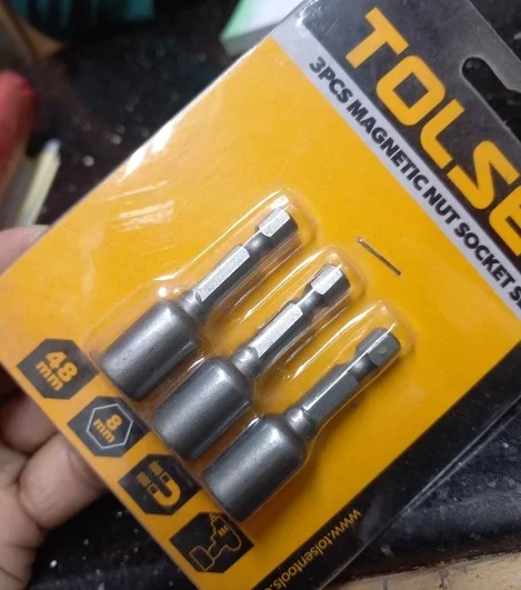 TOLSEN 77823 3Pcs Magnetic Nut Socket Set 8mm for Repairs