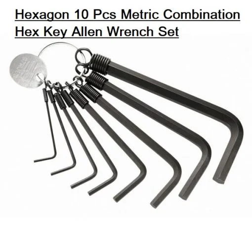 10Pcs Hex Keyring Allen Wrench Set 1-10mm Hexagon Tool