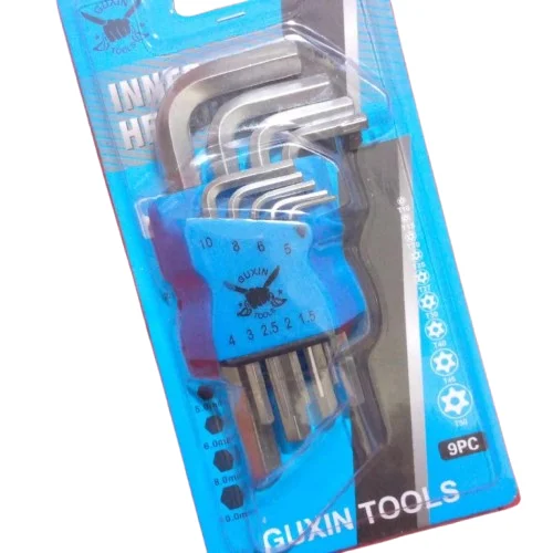 Small GUXIN 9Pcs Hex Key Wrench Set 1.5-10mm L-Shape Hexagonal