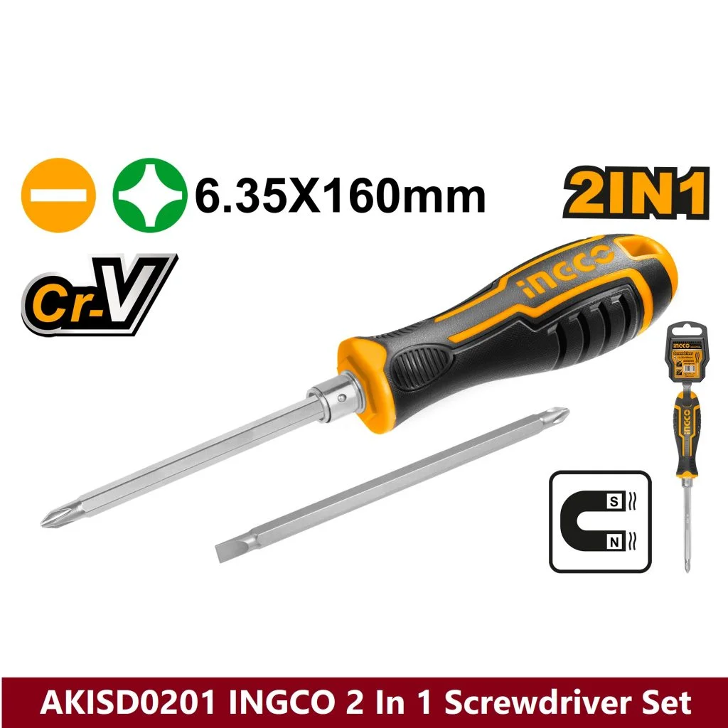 Buy INGCO 2 In 1 Screwdriver Set PH2 SL6 Magnetic Tip