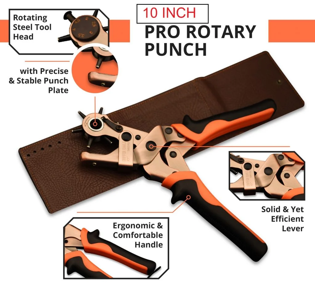 Harden 10 Inch Rotary Leather Hole Punch Pliers Tool