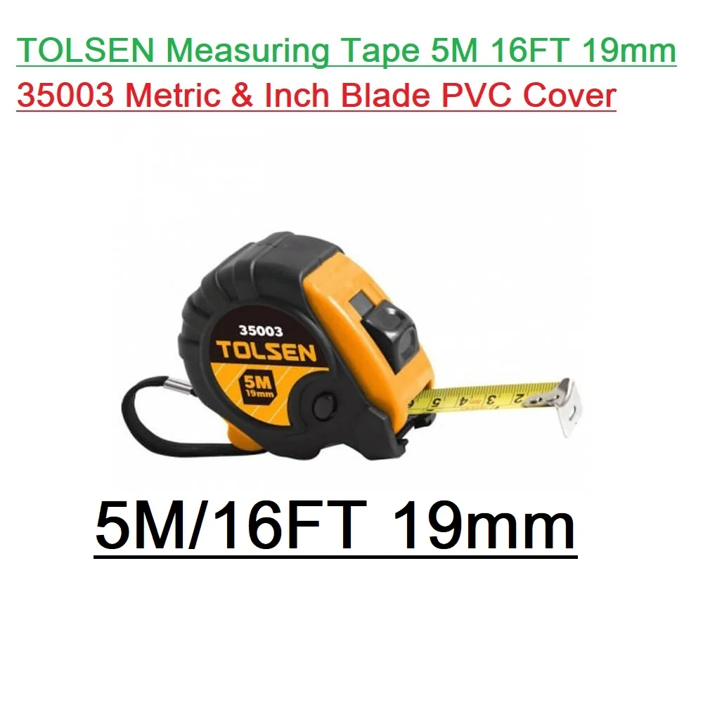 TOLSEN 5M 16FT Measuring Tape with Lock & Belt Clip