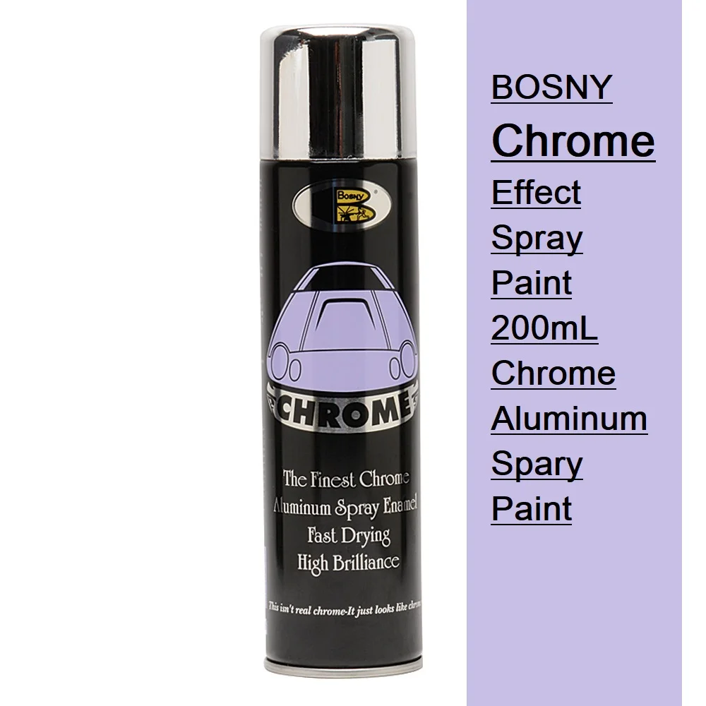 BOSNY 200mL Chrome Effect Spray Paint Fast Drying for Metal