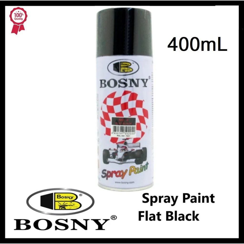 BOSNY Flat Black Spray Paint 400ml for Multi Surface