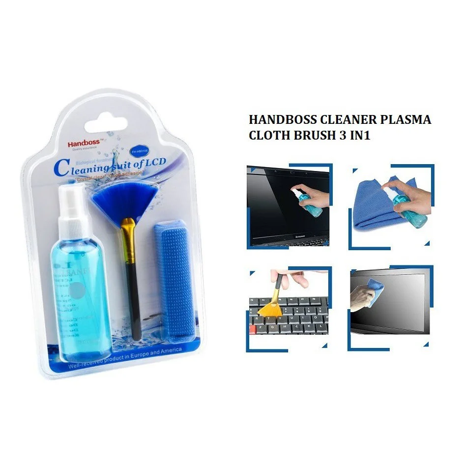 3 in 1 LCD Screen Cleaner Kit with Brush & Cloth 100ml