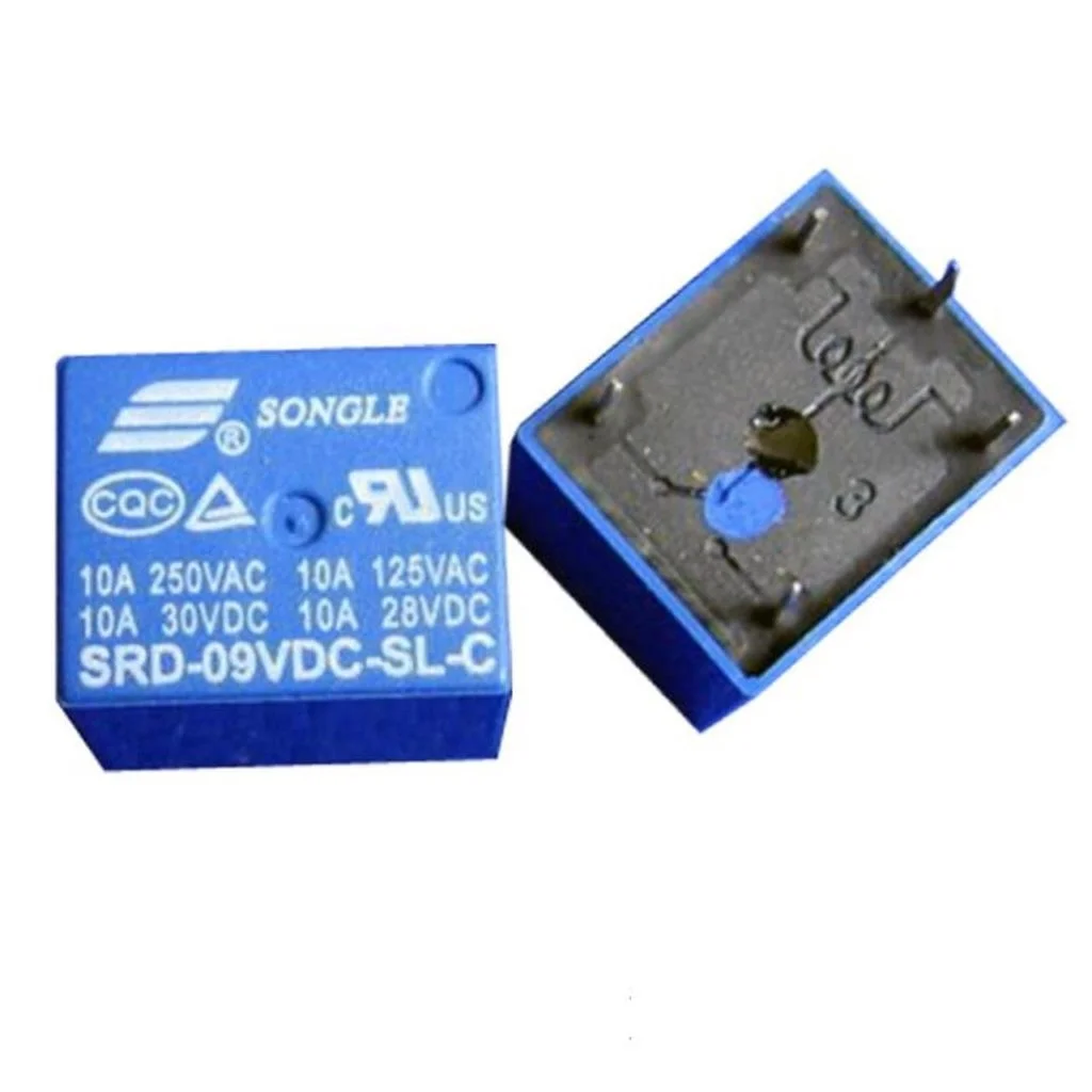Songle 9V Relay 5-Pin SPDT 10A PCB Mount DC Relay Switch