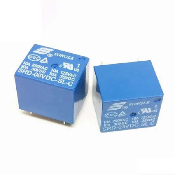 Songle 6V Relay 5-Pin SPDT 10A PCB Mount DC Relay Switch