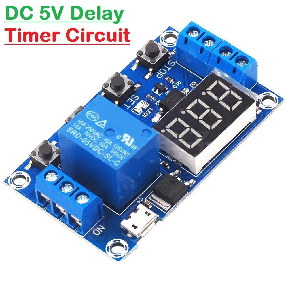5V Delay Timer Relay Control Switch With USB LED Display