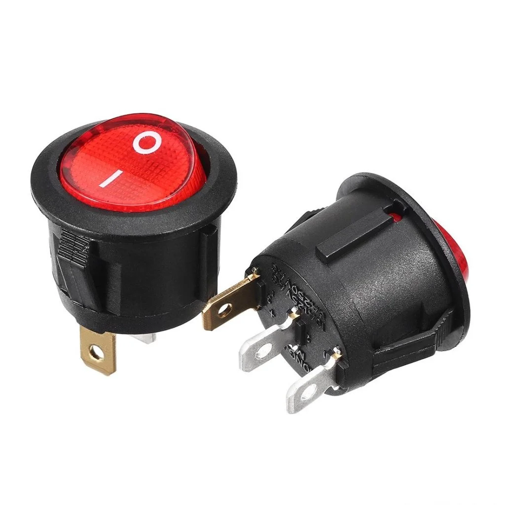 Buy 3-Pin Round Rocker Switch 250V 6A Red Neon ON/OFF