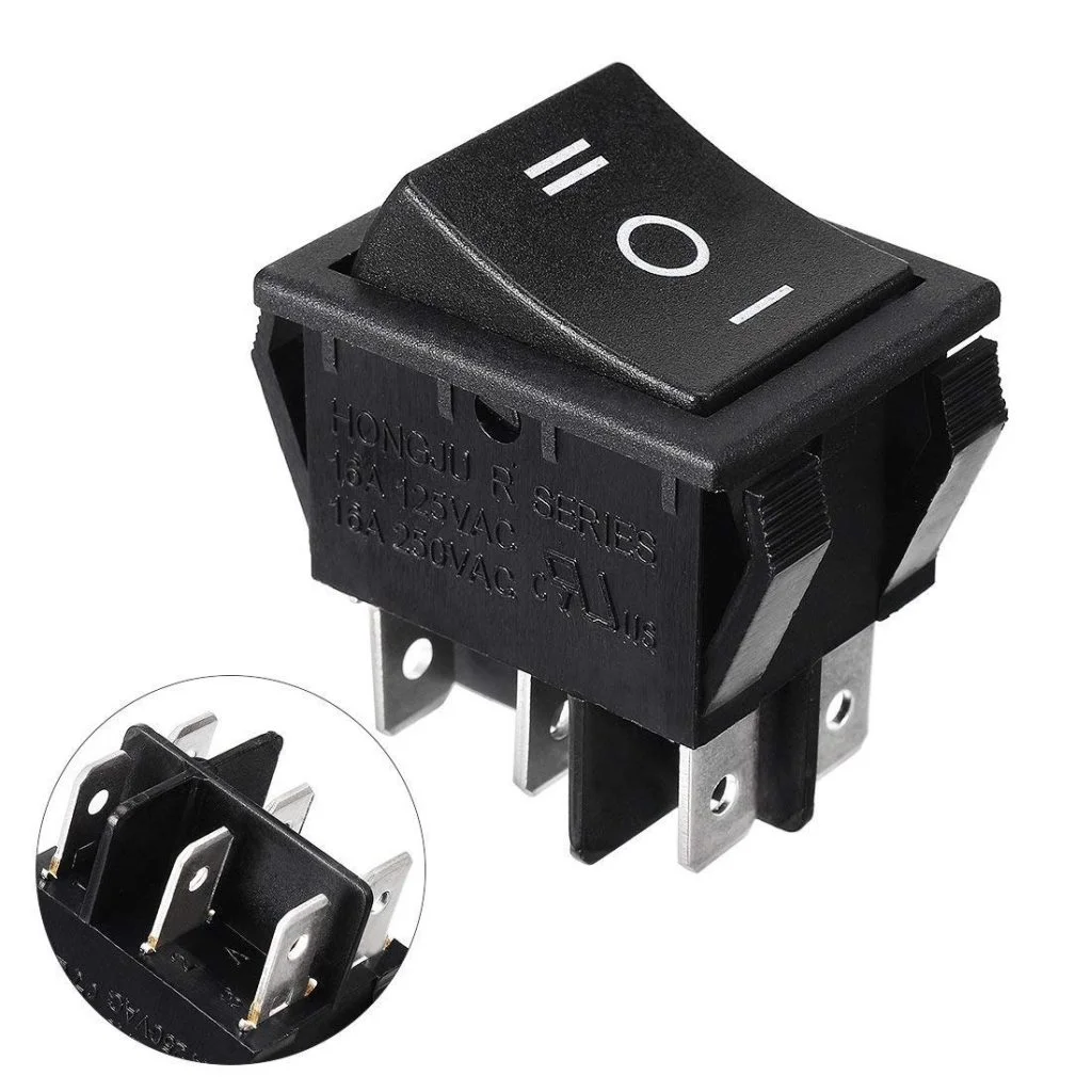 Buy 3 Position Rocker Switch 16A 250V 6Pin DPDT Black