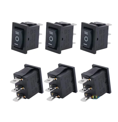 Buy 3 Position Rocker Switch 6A 250V 3Pin DPDT Black