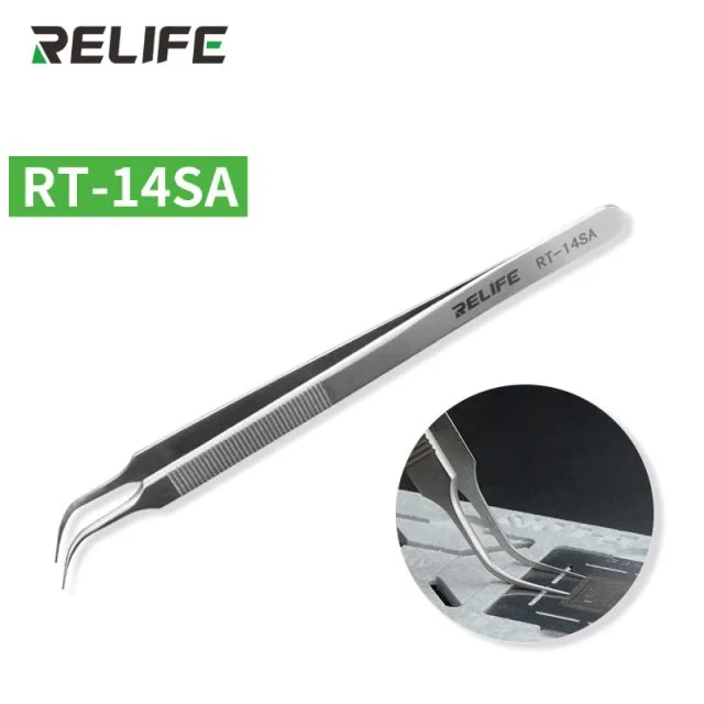 RT-14SA Long Curved Tweezer Stainless Steel Precision