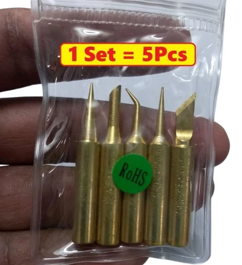 5Pcs Gold Plated 900M-T Soldering Tip Set Iron Bits
