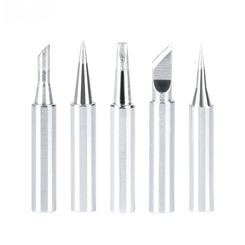 5Pcs Silver 900M-T Soldering Tip Set 25W-60W Iron Bit Kit
