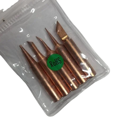 5Pcs Copper Plated 900M-T Soldering Tip Set 25W-60W Iron Bit