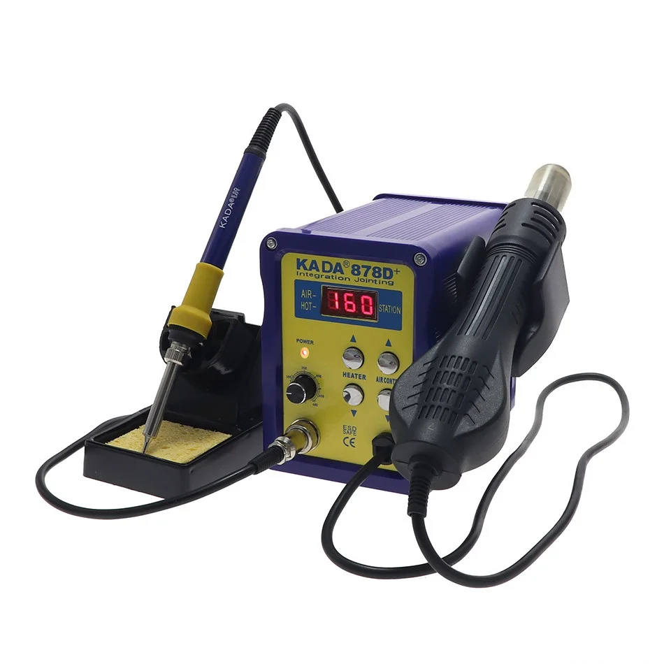 878D+ SMD Rework Station with Hot Air Gun & Soldering Iron