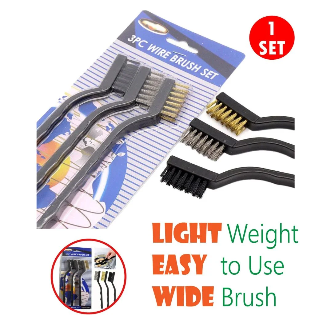 3Pcs Steel Copper Nylon Wire Brush Set 170mm For Cleaning