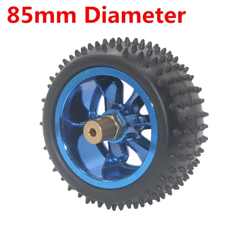 Buy 85mm Robot Wheel 4mm Hex Coupling Rubber Tire DIY