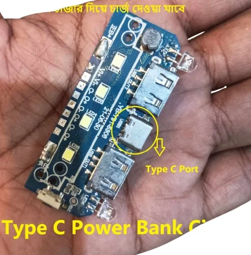 Buy Blue Type-C Power Bank Circuit Dual USB LED Light