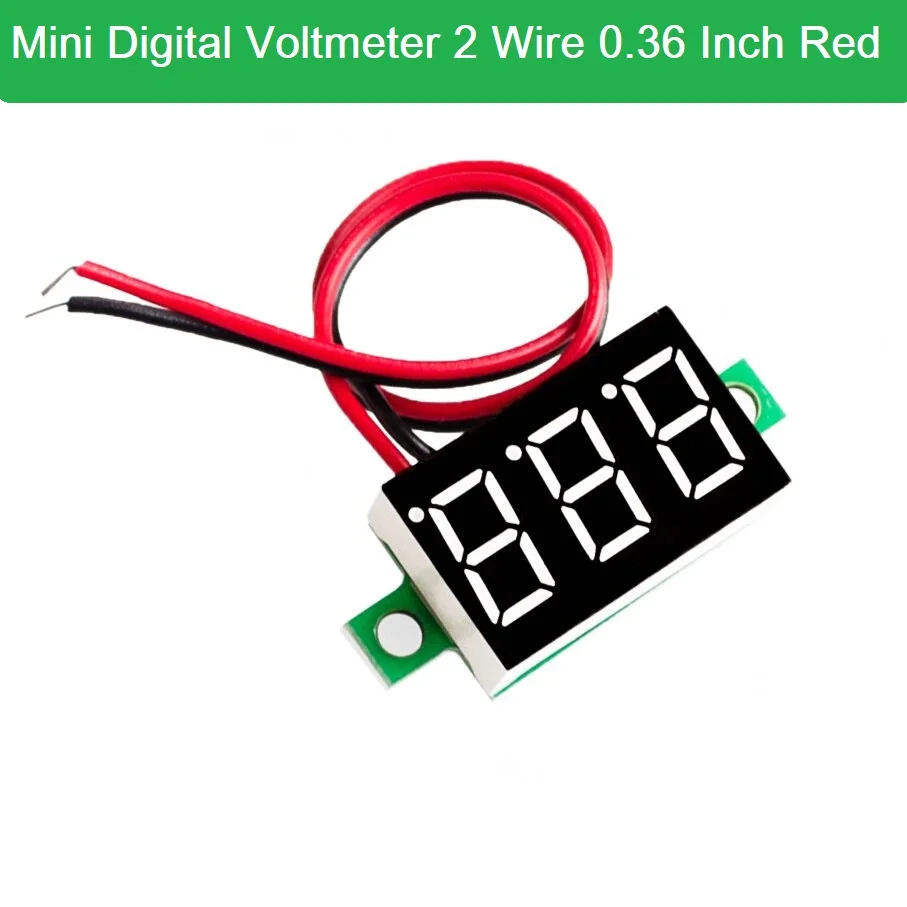 2 Wire Mini Digital Car Voltmeter 0.36 Inch Red LED 0-100V