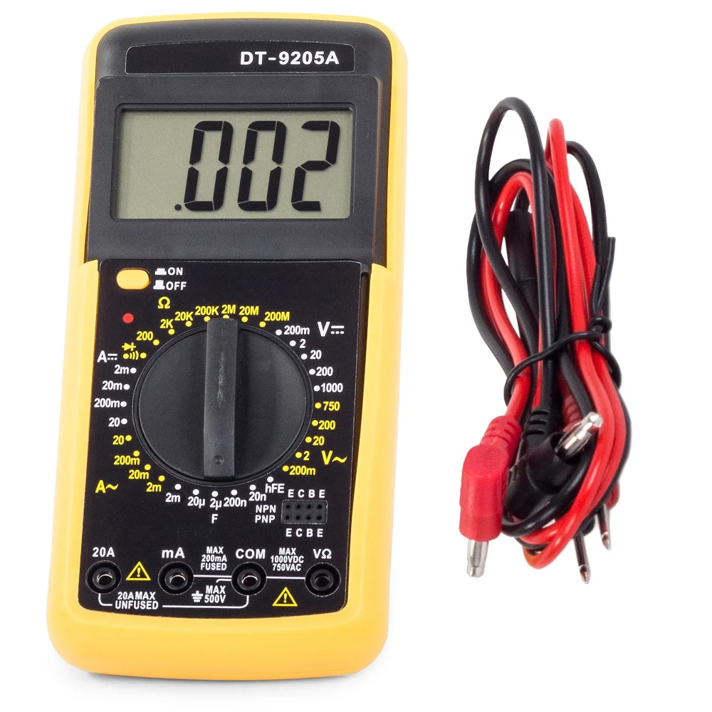 DT9205A Large LCD Digital Multimeter With Transistor Tester