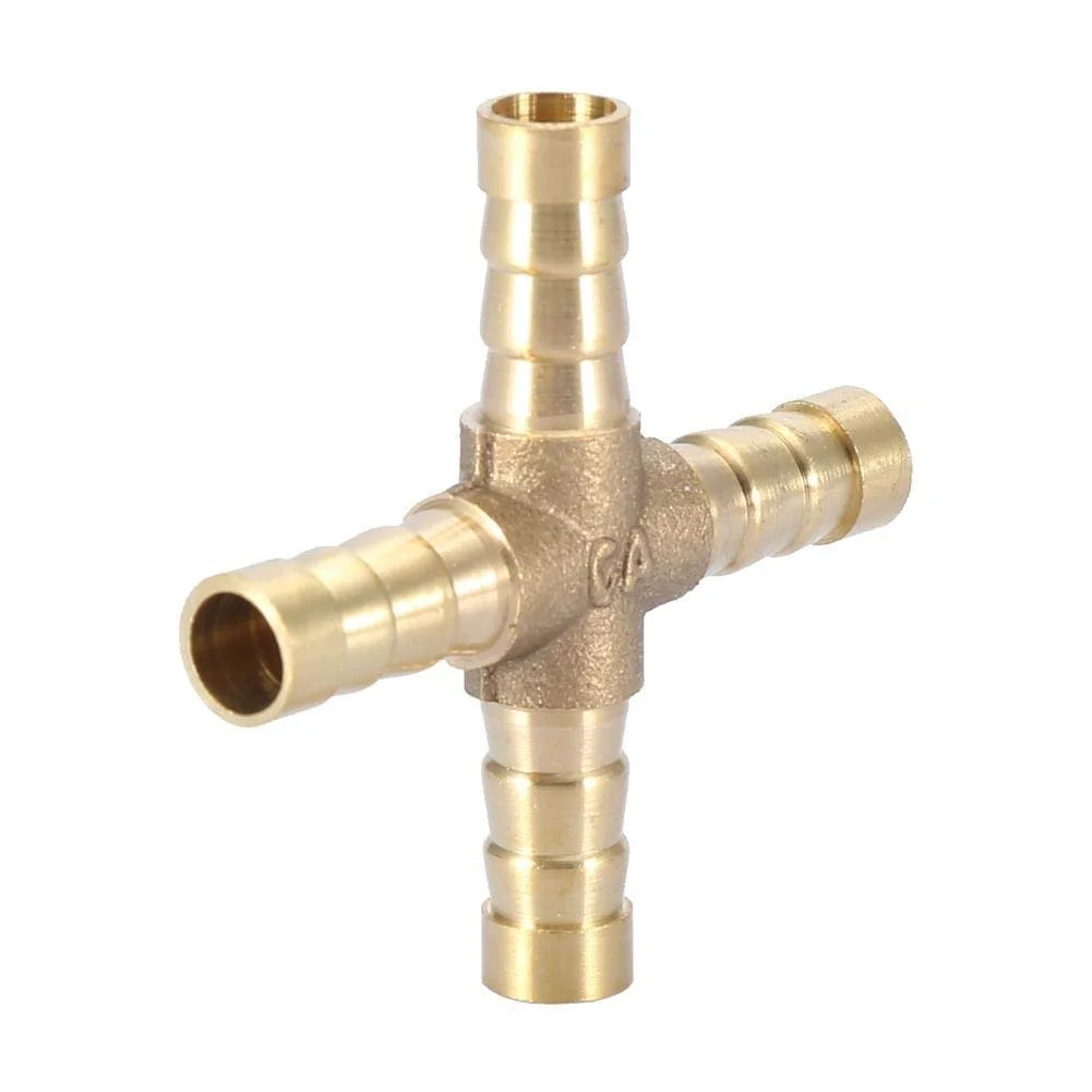 Buy 8mm Brass Cross Hose Connector 4-Way Pipe Joint
