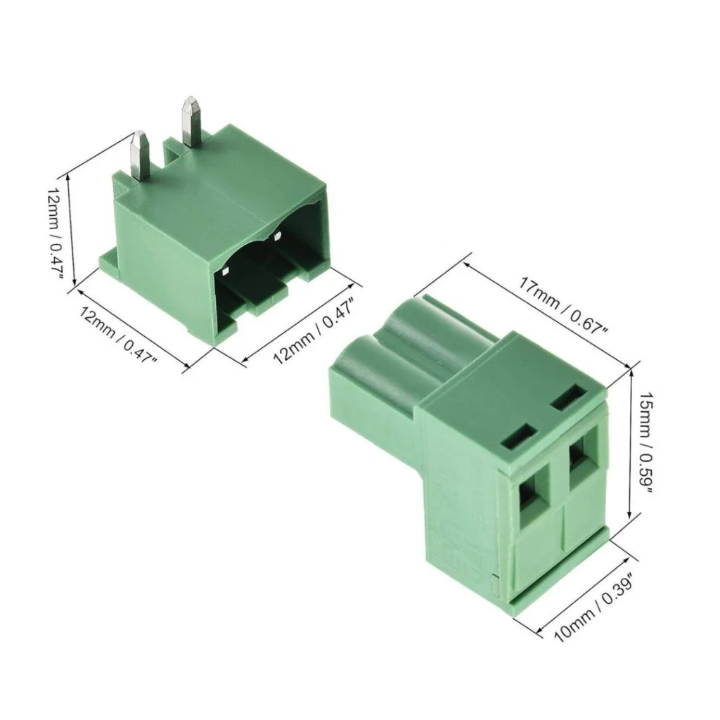 Buy 2 Pin Right Angle Terminal Block Male Female Plug