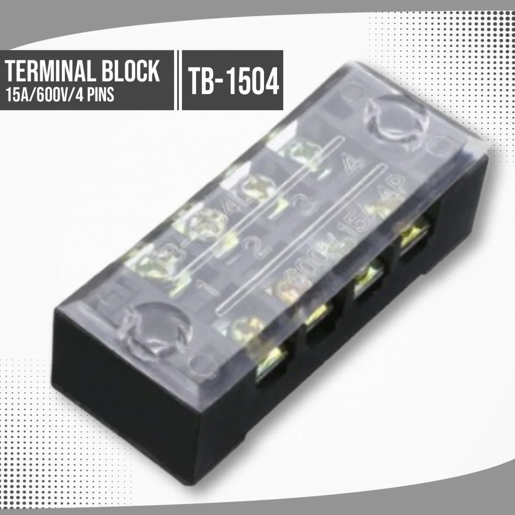 TB-1504 Terminal Block 4P 600V 15A Dual Row Screw Connector