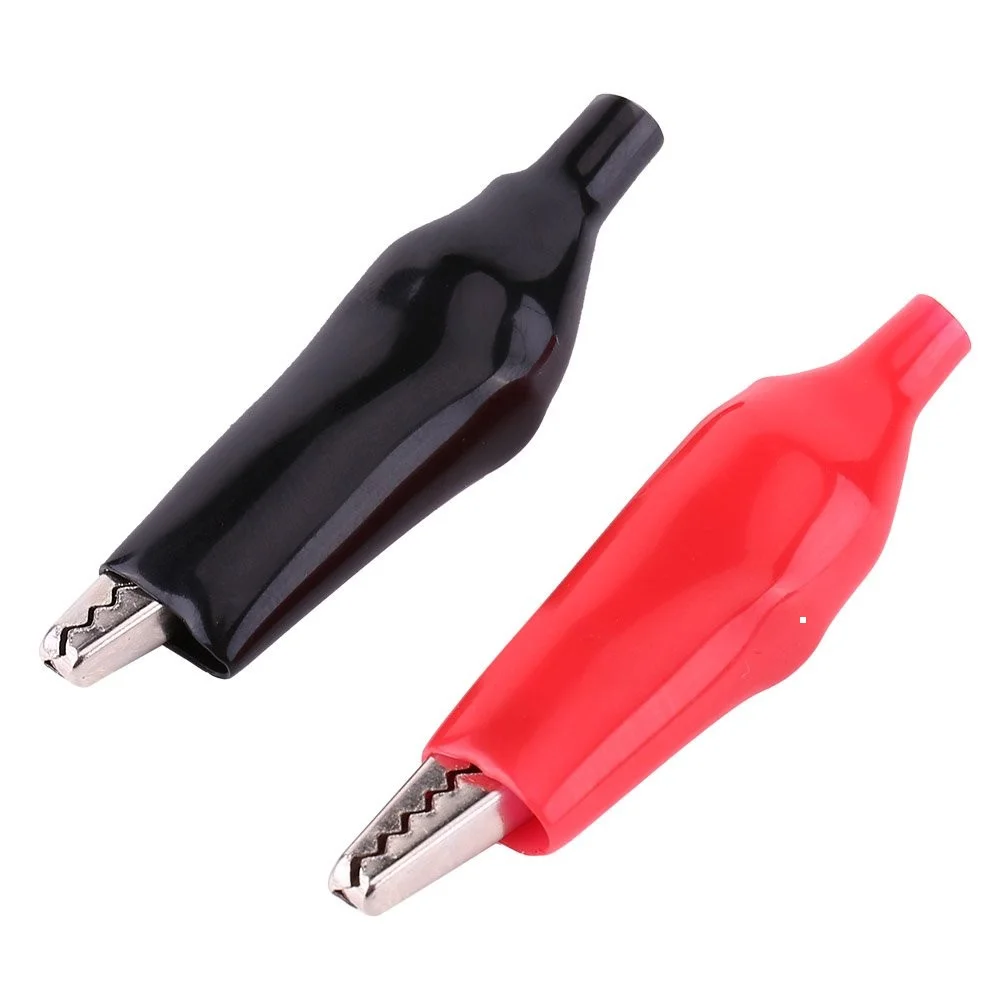 1Pair- 45mm Metal Alligator Clip Red & Black Insulated Clamp