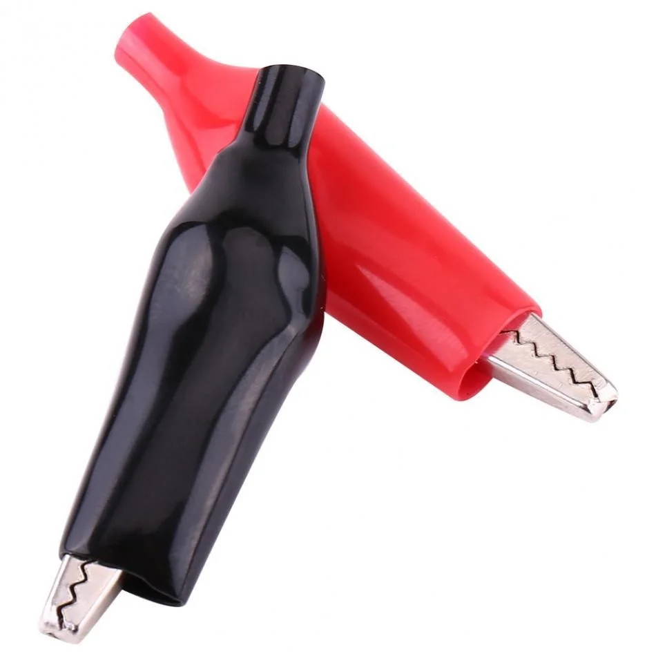 1Pair- 45mm Metal Alligator Clip Red & Black Insulated Clamp