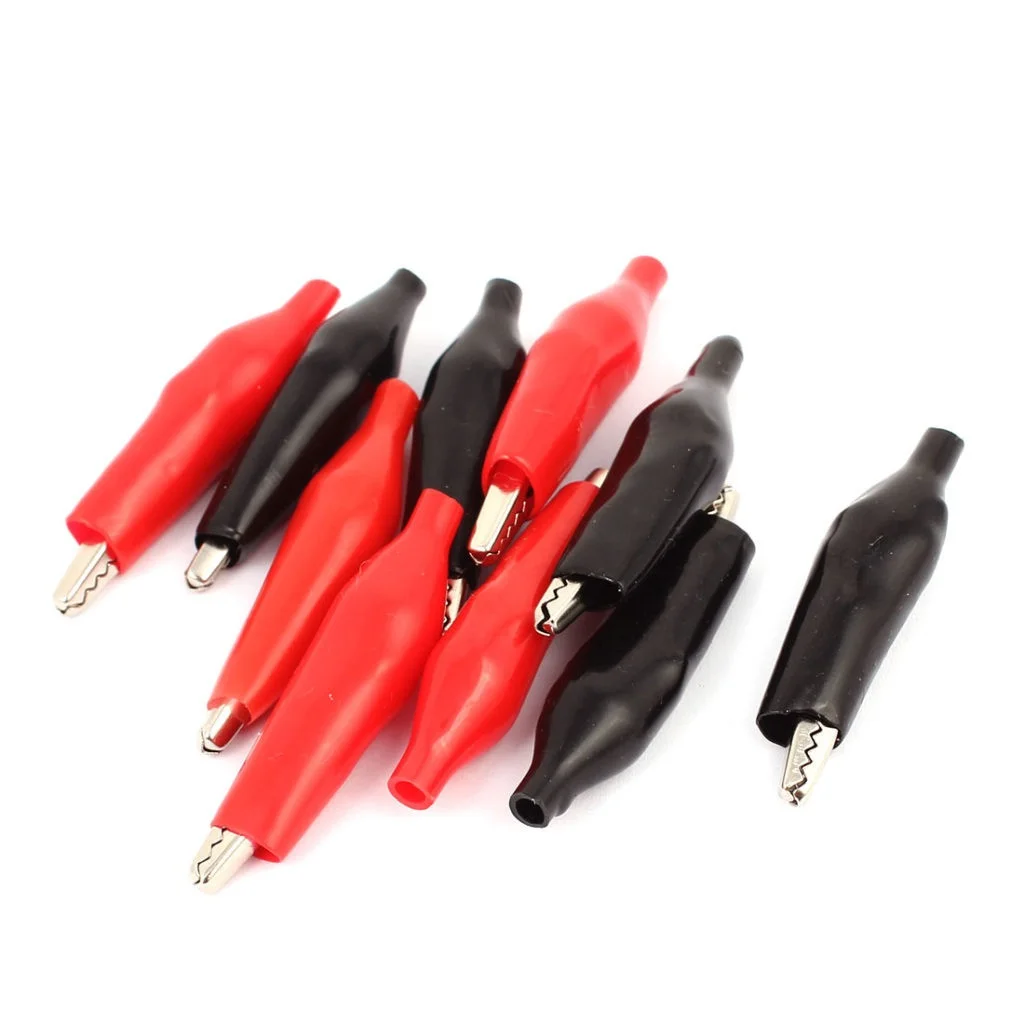 1Pair- 45mm Metal Alligator Clip Red & Black Insulated Clamp