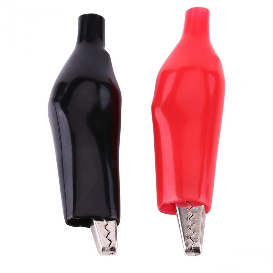 1Pair- 29mm Metal Alligator Clip Red & Black Silicon Boot
