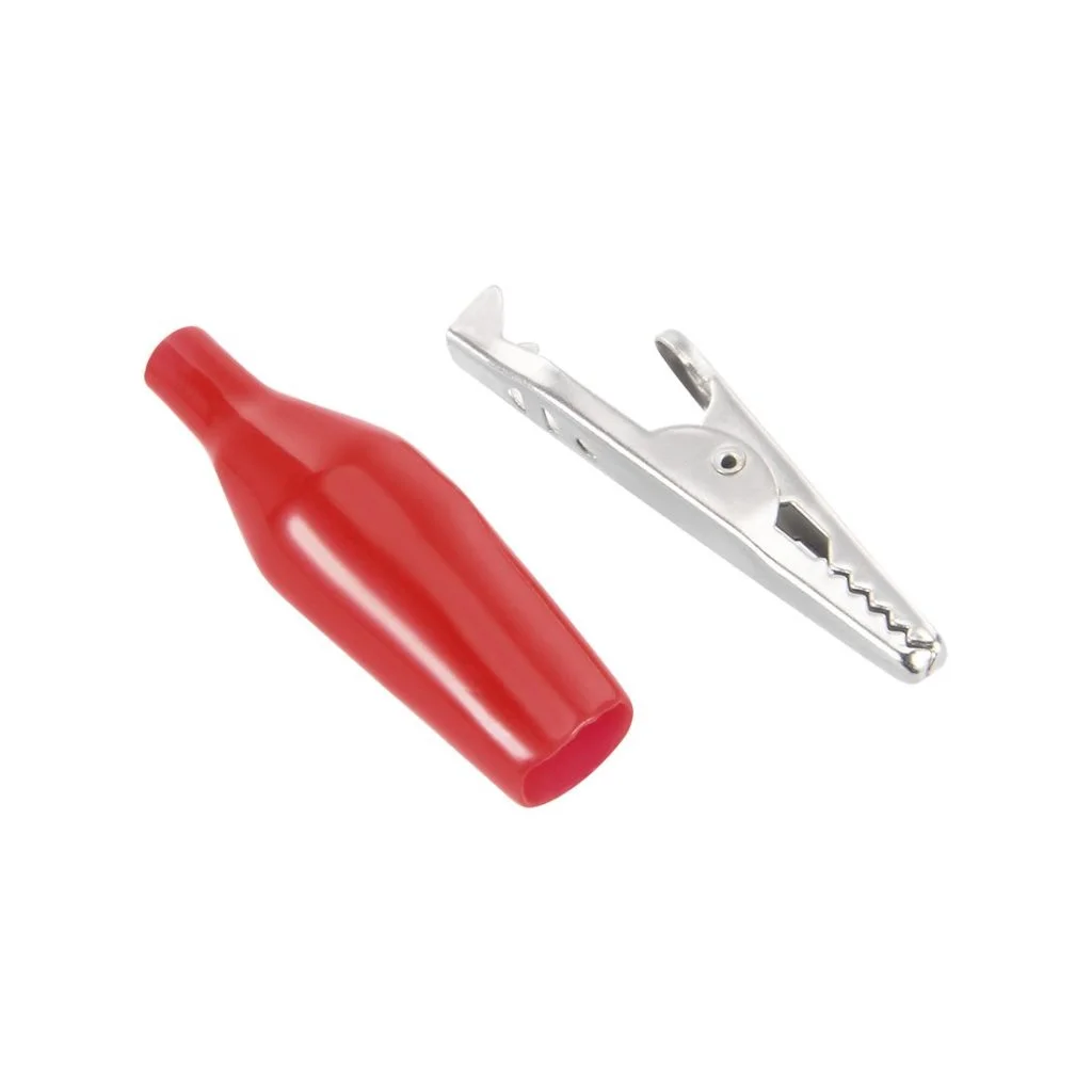 1Pair- 29mm Metal Alligator Clip Red & Black Silicon Boot