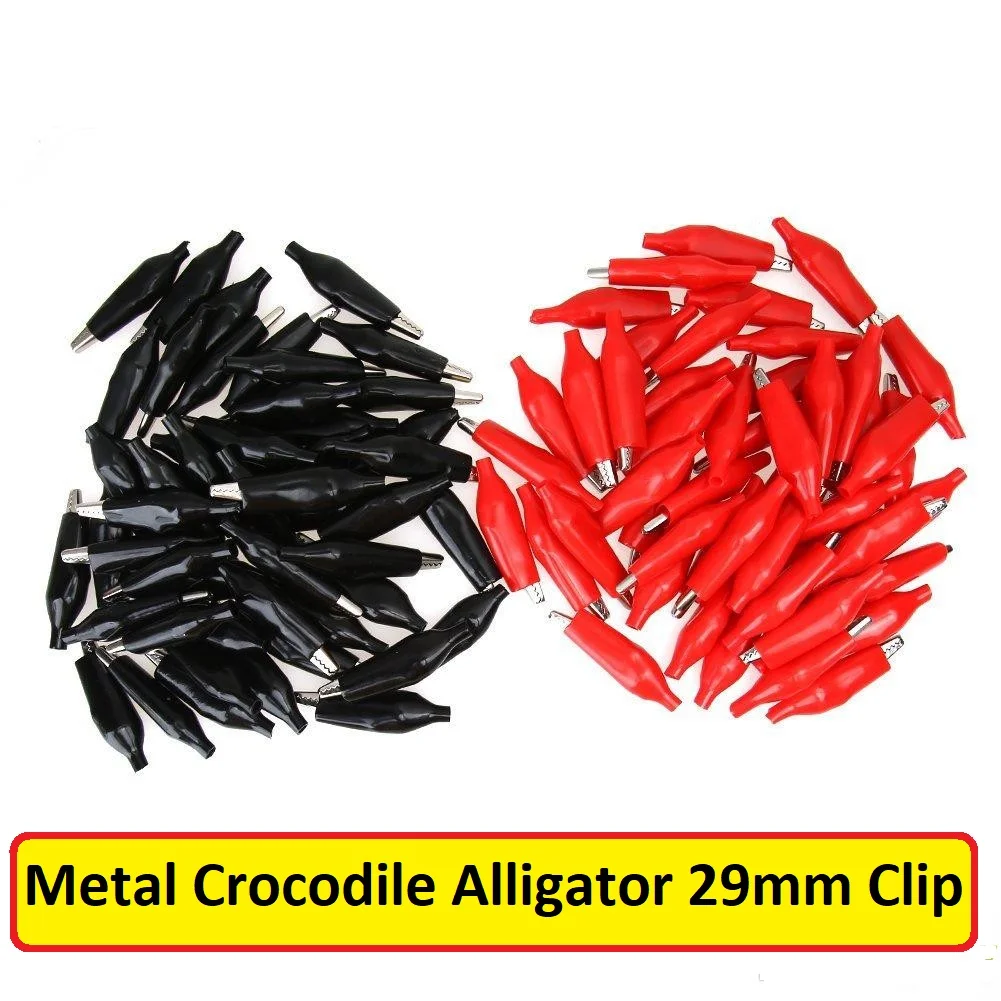 1Pair- 29mm Metal Alligator Clip Red & Black Silicon Boot
