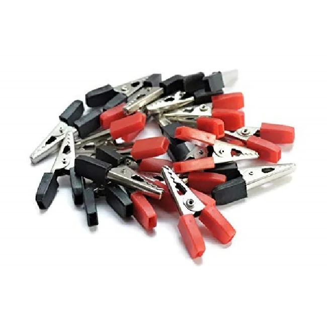 1Pair- 34mm Alligator Clip Red & Black Battery Cable Clamp