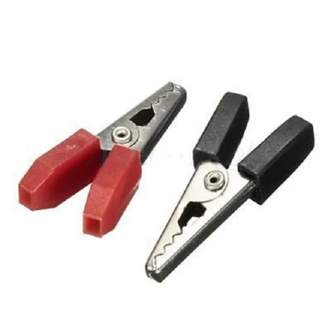 1Pair- 34mm Alligator Clip Red & Black Battery Cable Clamp