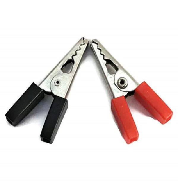 1Pair- 34mm Alligator Clip Red & Black Battery Cable Clamp
