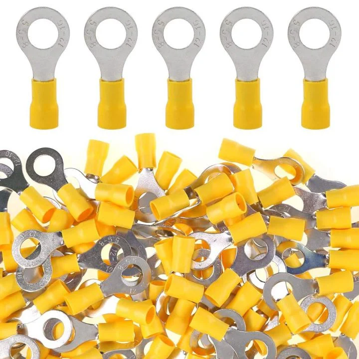 Yellow Ring Terminal 12-10AWG Crimp 5.5-6mm Wire Lug Nylon