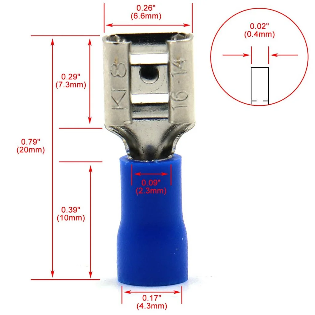 MDD2-250 Female 6.3mm Quick Disconnect 16-14AWG Crimp Lug