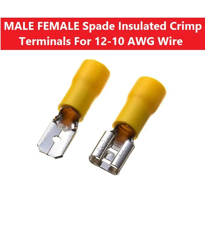 1Pair Yellow 55-250 Male & Female 6.3mm Quick Disconnect